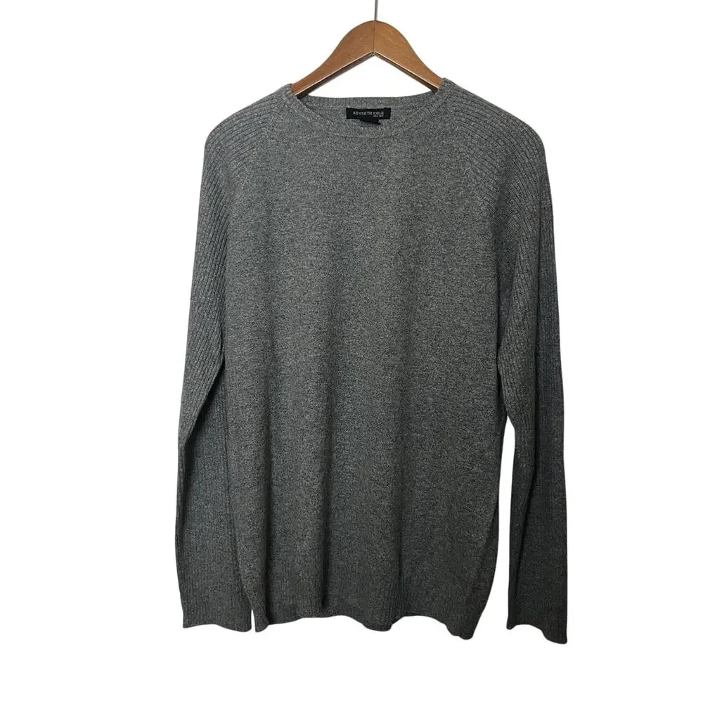 Kenneth Cole Silk Cashmere Gray Pullover Sweater Men’s Sz XL Minimalist Classic